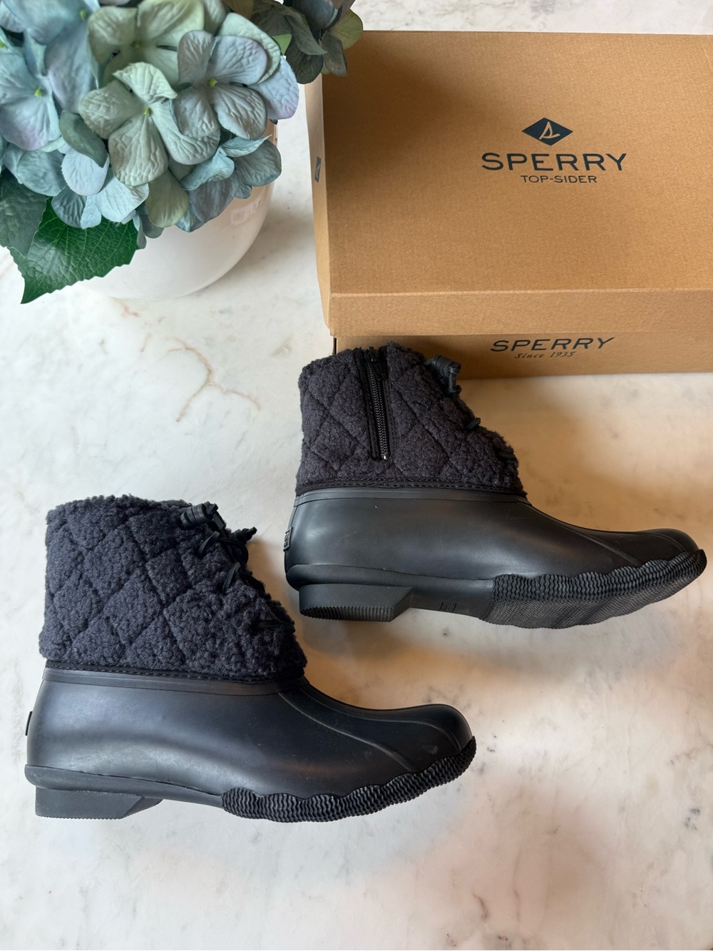 Sperry Women's Black Sherpa-Trim Waterproof Boot - Picture 3 of 7